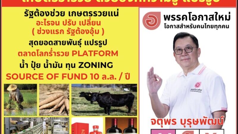 “โอกาสใหม่ไทยมั่งคั่ง” แปรรูปเกษตร ดันท่องเที่ยว เชื่อมโลก”