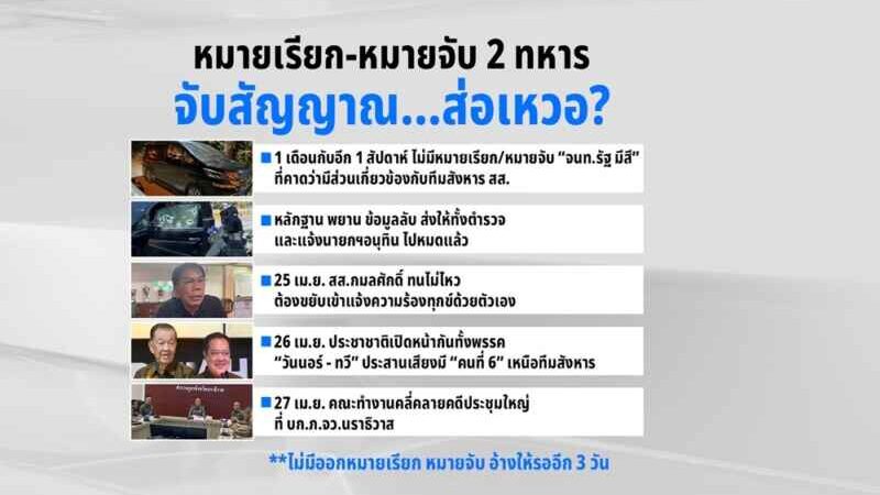หมายเรียก-หมายจับ 2 ทหาร จับสัญญาณ…ส่อวืด!