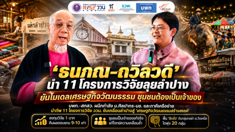 ‘ธนภณ-ถวิลวดี’ นำทีม 11 โครงการวิจัยลุยลำปาง ยันโมเดลเศรษฐกิจวัฒนธรรม ชุมชนต้องเป็นเจ้าของ